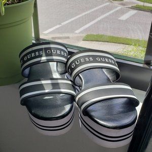 Guess Black and White Woman's Wedge Sandals Size 7 1/2